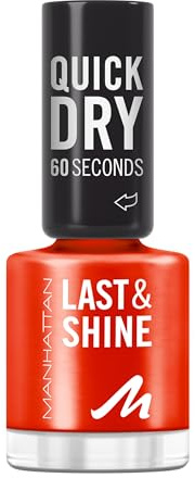 MANHATTAN Last & Shine schnelltrocknender Nail Polish, veganer & tierversuchsfreier Nagellack, langanhaltend, ultraglänzendes Finish, 8ml, Fb. 106 Citrus Me