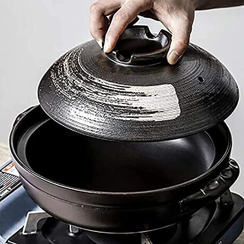 GZKDKZB Olla Caliente de Cobre China, cazuela Redonda, Olla para Sopa, Olla Caliente Japonesa con Cepillo (0,9 l)