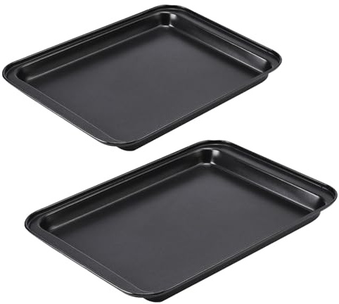 Bakplåt nonstick beläggning, 2 stycken bakformar rektangulär bakplåt utdragbar kakplåt för bakning, rektangulär ugnsplåt för bakning stekning servering för bakning stekning servering
