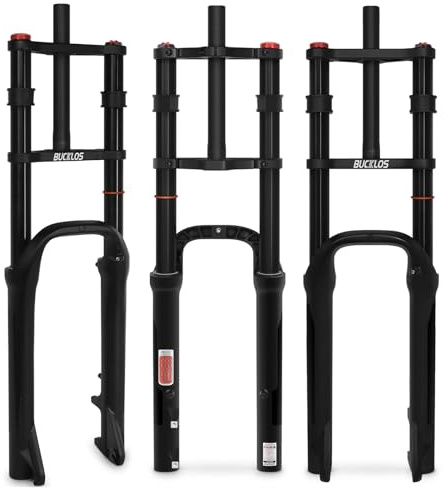 AEYINO E-Bike 26x4.0 Fatbike Federgabel Doppelbrücke 180mm Federweg | Manuelle Sperre 1 1/8 Straight 9x135 QR MTB Fahrrad Vorderradgabel für Ebike Strand Schnee