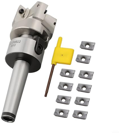 Besttoolifes Flûte M10 Tige Mt2 50 mm 400r Fraise en bout avec 4 faces design et 10 inserts en carbure Apmt1604 Porte-outil de fraisage CNC pour semi-finition Plus Acier de finition