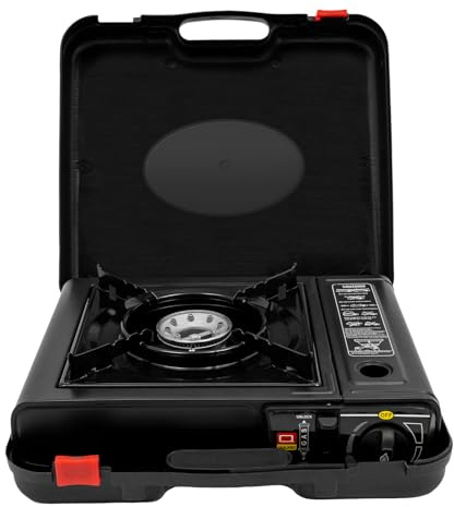 Tragbarer Gaskocher 2500W Gas Grill Herd Elektronisches Zündsystem Butan Flüssiggas-kompatibel Outdoor-Grill für Reisen Picknicks Grillpartys