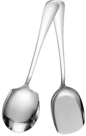 ULTECHNOVO Ensemble de 2 Cuillères de Service en Acier Inoxydable Épaissi Grosse Louche à Soupe Profonde Cuillères Alimentaires pour Buffets et Réceptions Usage Maison et Professionnel