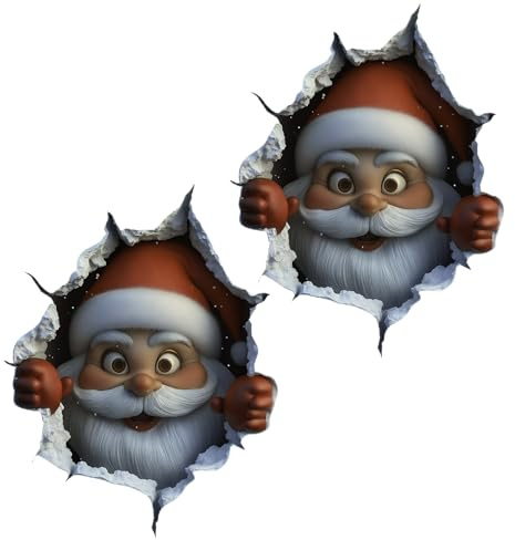 2 Stück Wandtattoo Weihnachtsmann Weihnachtens, Weihnachtsmann Bricht Durch Die Wandaufkleber, Ablösbare Weihnachts Weihnachtsmanns Wandaufkleber, Wandtattoo Dekorationen Für Toiletten, Badezimmer