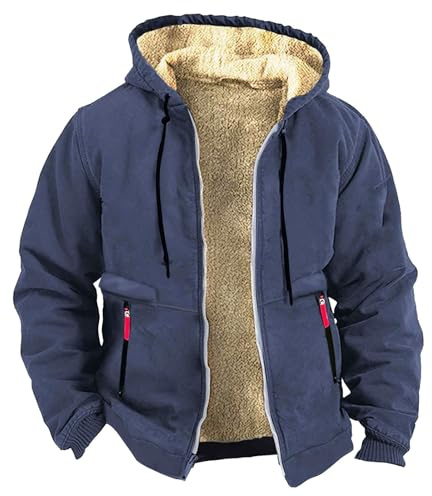 Generico Parka Uomo Invernale Spesso con Cappuccio Giubbotto Imbottito Elegante da Lavoro Design Antivento e Confortevole