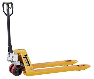TYMBIA Transpaleta Manual 2500kg de Capacidad, Horquillas 1150x540mm, Ruedas y Rodillos Dobles de Poliuretano, Color Amarillo (se Entrega con timón desmontado)