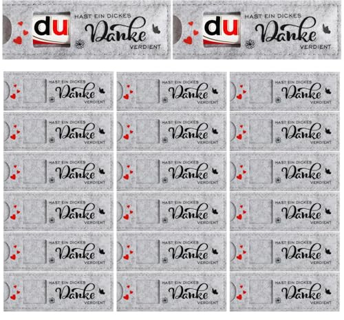 20 Stück Du Hast Ein Dickes Danke Verdient Geschenke für Duplo Schokolade | Schokoriegel Hülle Filz Geschenk für Dankeschön, Motivation & Team, Ohne Schokolade (14×5cm)