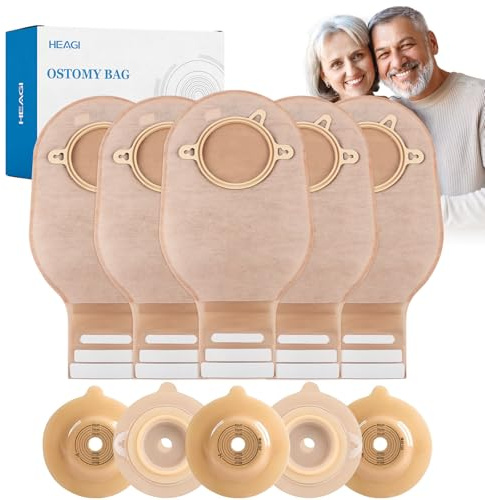 20 Pezzi Sacchetti Per Colostomia, Sacchetti Drenabili a 2 Pezzi con Chiusura per Cura di Ileostomia e Stoma, Ritagliabili fino a 45 mm (15 Sacchetti per Stomia + 5 Barriere Cutanee)