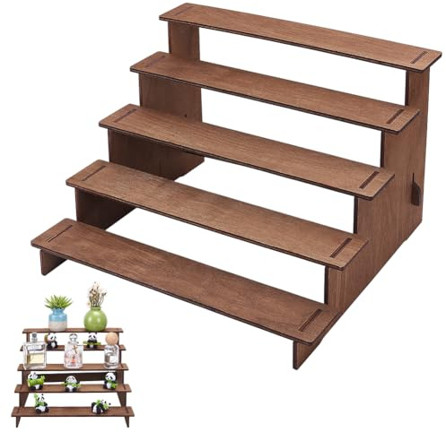 OLYCRAFT Wooden Cupcake Stand 5-Tier Cupcake Stand Rustic Wood Cupcake Display Stand Tiered Party Table Display Riser Dessert Display Stand Stepped Organizer for Birthdays Party Weddings Graduation