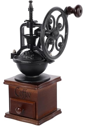 ULTECHNOVO Moulin à Café Manuel Portable Vintage Mini Broyeur à Grains en Métal Mouture Régable Coloris Café Foncé pour Bureau et Voyage de Bureau Compact