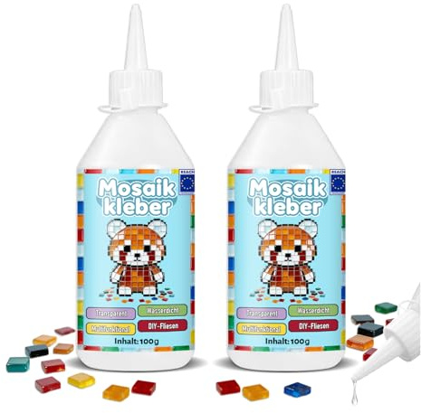 Mosaikkleber, transparent, stark haftend, schnelltrocknend, wasserfest, ungiftig, ideal für DIY-Fliesenkunstprojekte und Bastelbegeisterte (200ml)