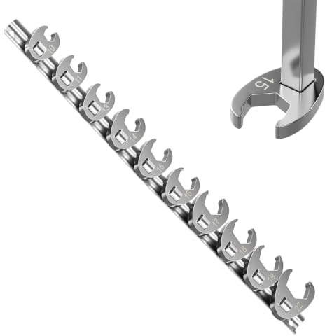 Hahnenfuß Schlüssel, 10 Teiliges Maulschlüssel, 10-22 mm Krähenfuß Schlüsselsatz, Steckschlüssel, Drehmoment KrähenfußBörsenschlüssel Satz, mit 3/8 Zoll Antrieb, für Werkstatt, Fahrzeugreparatur