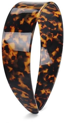 Bandeau Épais en Écaille de Tortue avec Dents Antidérapantes pour Femme – Large Serre-tête en Acétate 3,8 cm, Accessoire Cheveux Confortable pour Quotidien, Bureau, Fête et Sport (Tortoise foncé)