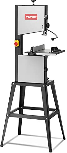 VEVOR Sierra de cinta de banco con soporte, 245 mm, 2 velocidades 506/920 rpm, 370 W, altura de corte 160 mm, longitud de hoja de sierra 1832 mm, guía, medidor de inglete, para trabajo madera