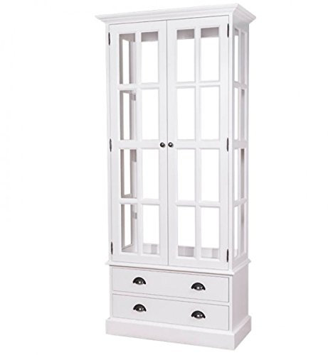 Casa Padrino Landhaus Vitrinen Schrank Küchenschrank Weiß 90 x H 200 cm - Esszimmer Schrank Wohnzimmer Antik Landhaus Stil Vitrine