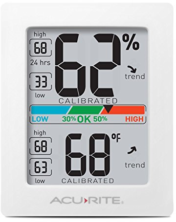 AcuRite Digital Hygrometer with Indoor Monitor and Comfort Scale (01083M) Room Thermometer Gauge with Temperature Humidity, 3 x 2.5 Inches, White