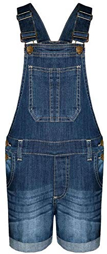 A2Z 4 Kids Girls Dungaree Shorts Comfortable Denim Stretch Jeans Jumpsuit Adjustable Straps Comfortable Cotton Perfect for Summer Casual Wear Playsuit All In One Denim Shorts Outfit Age 3-13 Years