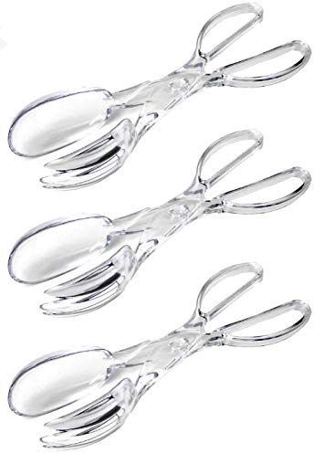Chef Craft Premium Clear Salad Tongs Heavy Duty Design, 11.25-Inches Long (3-Pack)