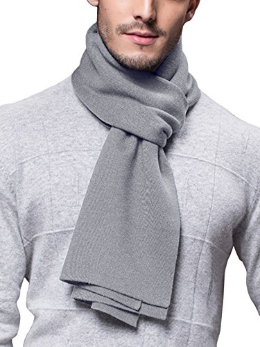 WANYING Invierno Otoño Hombre Bufanda de Punto 6% de Lana Súper Suave Casual de Negocios - 180 * 30 cm Gris claro
