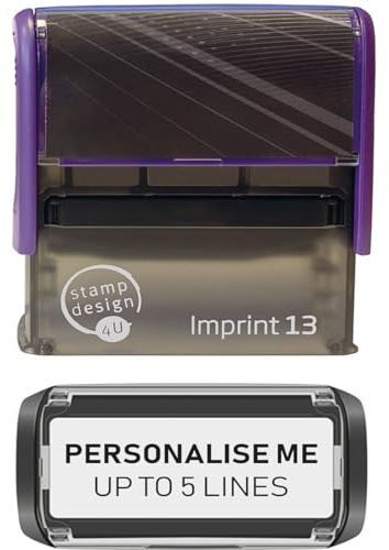 Stamp Design 4U Imprint 13 Premium Personalised Custom Made Stamp, Self-Inking, Business Company Address - Up to 5 Lines of Customised Text with Black Ink- 58 x 22mm