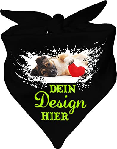 Hunde Dreiecks Halstuch personalisiert mit deinem Wunschmotiv (Fb: schwarz) (Gr. 1 (55 cm))