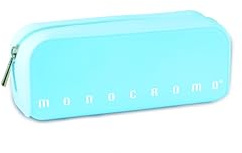 Pigna, Bustina trousse in morbido Silicone, Monocromo Pastel, 20x6x7.5 cm, Colore Azzurro delicato, Confezionato singolarmente