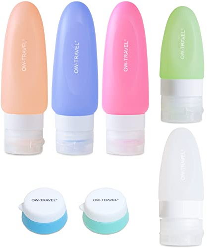 Silikon Reiseflaschen Set für Reise-Körperpflegeartikel OW Travel. TSA-konforme, auslaufsichere, BPA-freie, Reiseflasche für Reiseset Flüssigkeiten Handgepäck, Shampooflasche Zum Befüllen