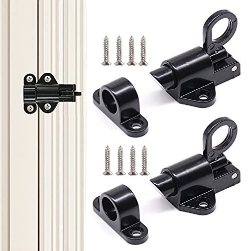 2 Pezzi Chiavistello a Molla,Chiavistello Automatico a Molla,Rimbalzo Serratura Porta Automatico con 8 Viti,per Porte in Legno, Finestre, Porte di Armadi, Porte di Balconi(Nero)