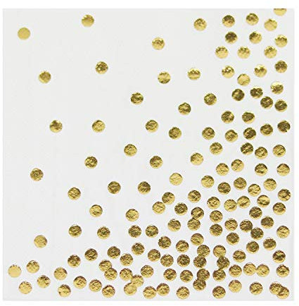 50 Pack Disposable Gold Foil Cocktail Napkins | Birthday Wedding Baby/Bridal Shower Celebration/Party/Event | Dessert/Cake table, 3-Ply, Unfolded 10 x 10, Folded 5 x 5