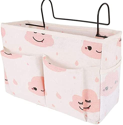 Betttasche mit Drahtrahmen Bett Organizer Hochbett Hängetasche Aufbewahrungstasche für Buch, Magazin, Kopfhörer (Rosa)
