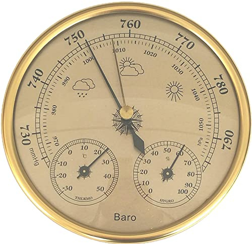 JINYISI Baromètre extérieur, baromètre 3 en 1, thermomètre, hygromètre, baromètre, baromètre, instruments météo, baromètre domestique à fixation murale