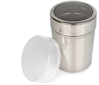 Tredoni 12oz Stainless Steel Powder Duster Dispenser+Lid, Smart Cap-Lock, 350ml Icing Sugar/Flour/Cinnamon/Cocoa Duster Dredger Shaker