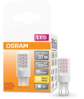 Osram Star PIN LED-Lampe für G9-Sockel, matte Optik,Warmweiß (2700K), 430 Lumen, Ersatz für herkömmliche 37W-Leuchtmittel, nicht dimmbar, 1-er Pack