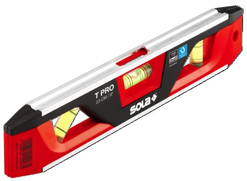 SOLA TPRO Torpedo-Wasserwaage, 22,9 cm, magnetisch, Schwarz/Rot