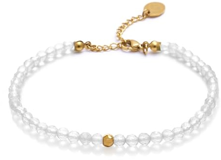 BERGERLIN Naturstein Perlenarmband Damen Herren, Silber/Gold | Naturstein Armband Damen & Herren: Armband Gold/Silber mit echten Heilsteinen – vom deutschen Prüflabor bestätigt.