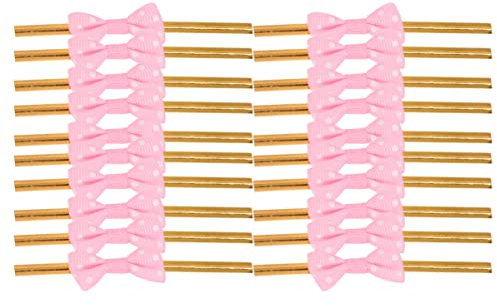 Abaodam Bindeband Verpackungsband Verschlussbänder 20 Stück Rosa Satinband mit Punktschleife aus Polyester Flexibel und Stark für Süßigkeitentüten Backwaren Geschenkverpackung Basteln Haushaltsbedarf