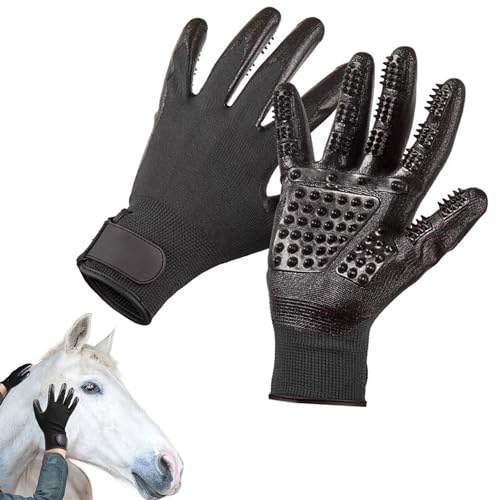 DHinkyoung Dog Grooming Gloves, Multifunctional Horse Massage Brush, Breathable Rubber Pet Hair Remover Mitttt, Shedding & Washing Gloves for Dogs, Cats, Horses with Long/Short Fur