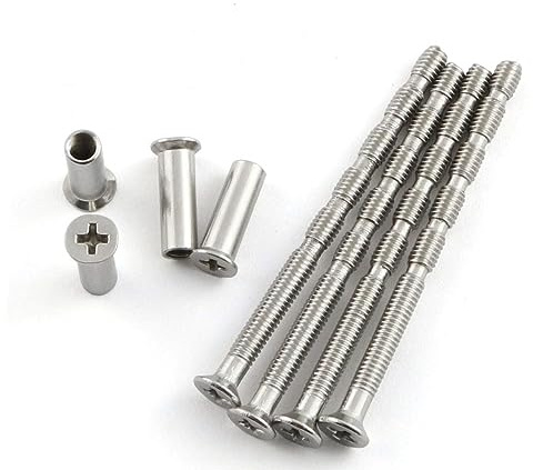 PZRT 4 Sets Cross Countersunk Bamboo Joint Screw Door Handles Hardware Rod Connecting Bolts 4x70 and Cross Socket Drive Flat Countersunk Screw with Cutting Slot M4x16