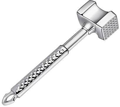 Food Hammer Meat Tenderizer Mallet Hammer Double-Sided Loose Meat Hammer Kitchen Tool Beef Pork Steak Tenderizer with Anti-Slipped Handle
