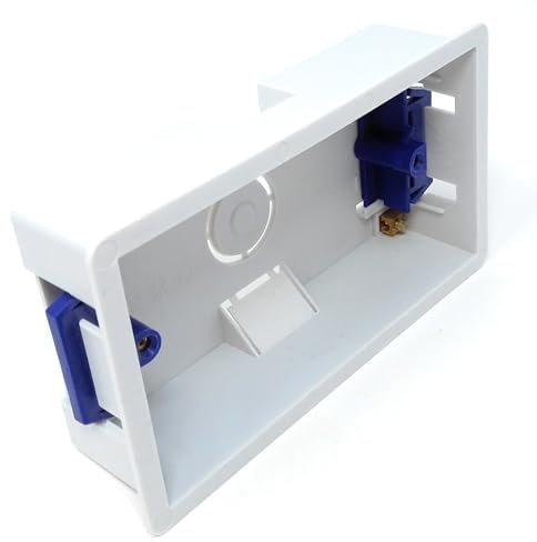 1pcs Double 2 Gang Dry Lining Back Plasterboard Box, Pattress Box with Adjustable Lugs 35mm, for Faceplate