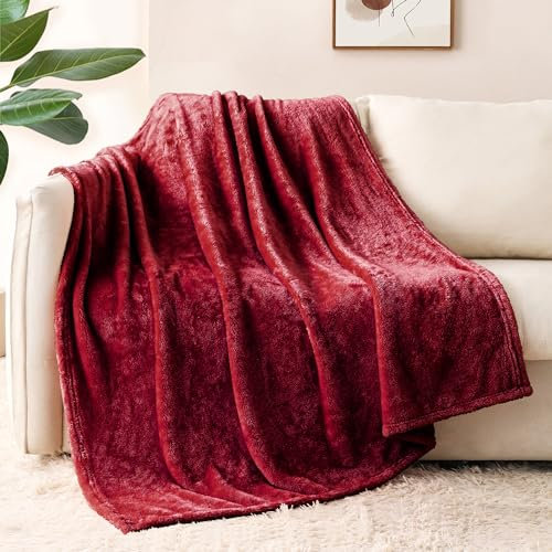 Whale Flotilla Coperta Morbida in Pile, Calda Coperta per Divano, Letto, Soffice e Accogliente, 130 x 170 cm, Rosso
