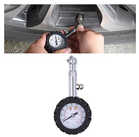 Adunsiaoto High Precision Car Tyre Pressure Gauge, Accurate Low Pointer Tyre Pressure Checker, Professional Mechanical Tyre Pressure Gauge, Professional Mechanical Gauge for Motorbike, Car(100psi)