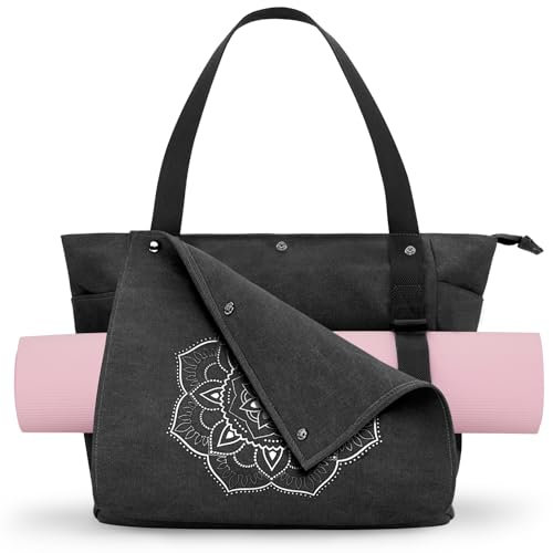 Gonex Yogatasche, Yogamatte Tasche mit Mehreren Taschen für Damen und Herren, Canvas wasserdichte Tote Einkaufstasche, Matte Einfach Herausnehmen für Pilates, Reisen, Training, Büro