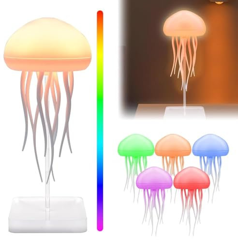COLEESON Lampara Medusa, LED Inteligente Medusas 5 Colores, Danzantes Tentáculos para Decoración de Casa o Oficina, Regalo para Niños y Adultos