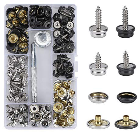Marine Canvas Snap Fastener Kit, Druckknöpfe Set, Handwerker Metall Muttern und Bolzen Set, Boot Schrauben 3/8 Zoll und 5/8 Zoll Stecknuss für Bootsabdeckung Möbel Leinwand (50 Sätze)