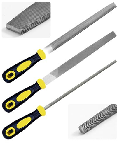 svpfuo 3 Piezas Juego de Limas de Diamante, Limas para Metal, Lima Metal, Incluye Lima Plana, Semicircular y Redonda, se Utiliza para Moler Cuchillas de Cortadoras de Césped, Ejes, Metal, Baldosas