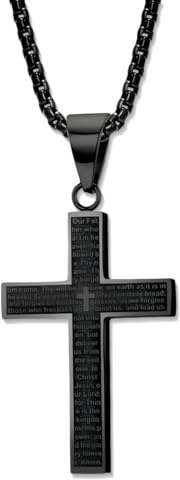 HUZNA Kreuz Halskette für Herren,Edelstahl Kreuz Anhänger Halskette,Kreuz Anhänger mit 60cm Kette, Kreuz Anhänger,Farbe Silber Schwarz Gold(lichtecht & schweißfest)