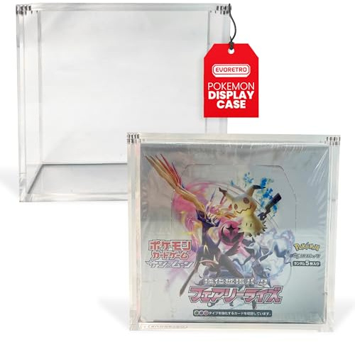 Acryl-Vitrine kompatibel für Pokemon Japanische Booster Box - Passend für VSTAR Universe, Shiny Star V, VMAX Climax, Tag Team GX All Stars, Shiny Treasure ex - Staubdichter Schutz Box Halter - Groß