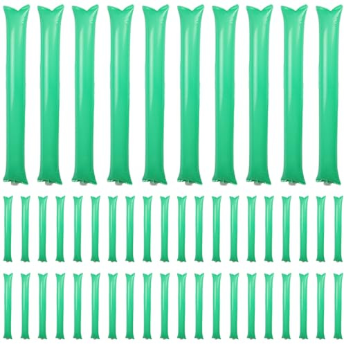HoveeLuty 50Pcs Thunder Sticks 23.62x3.94in Portable Lightweight Thicken Inflatable Thunder Sticks Noise Maker for Sporting Events Basketball Football Dance Party, Green