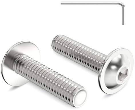 Zuyya M5 x 20 mm Linsenkopfschrauben mit Flansch, M5 Schrauben, 20 Stück | Innensechskant Antrieb, Edelstahl A2 V2A Schrauben, Flachkopfschrauben Vollgewinde mit Innensechskantschlussel